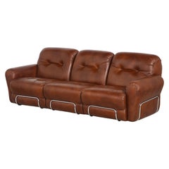 Used Adriano Piazzessi Italian 1970's Leather Tufted Sofa