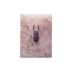 Contemporary Rose Quartz Box with Sapphire Pavé Jewelled Insect