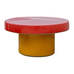 Cap Low Table with Red and Yellow Glazes by WL CERAMICS