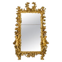 Antique 17th Century Renaissance Period Important Wood Gold Great Mirror