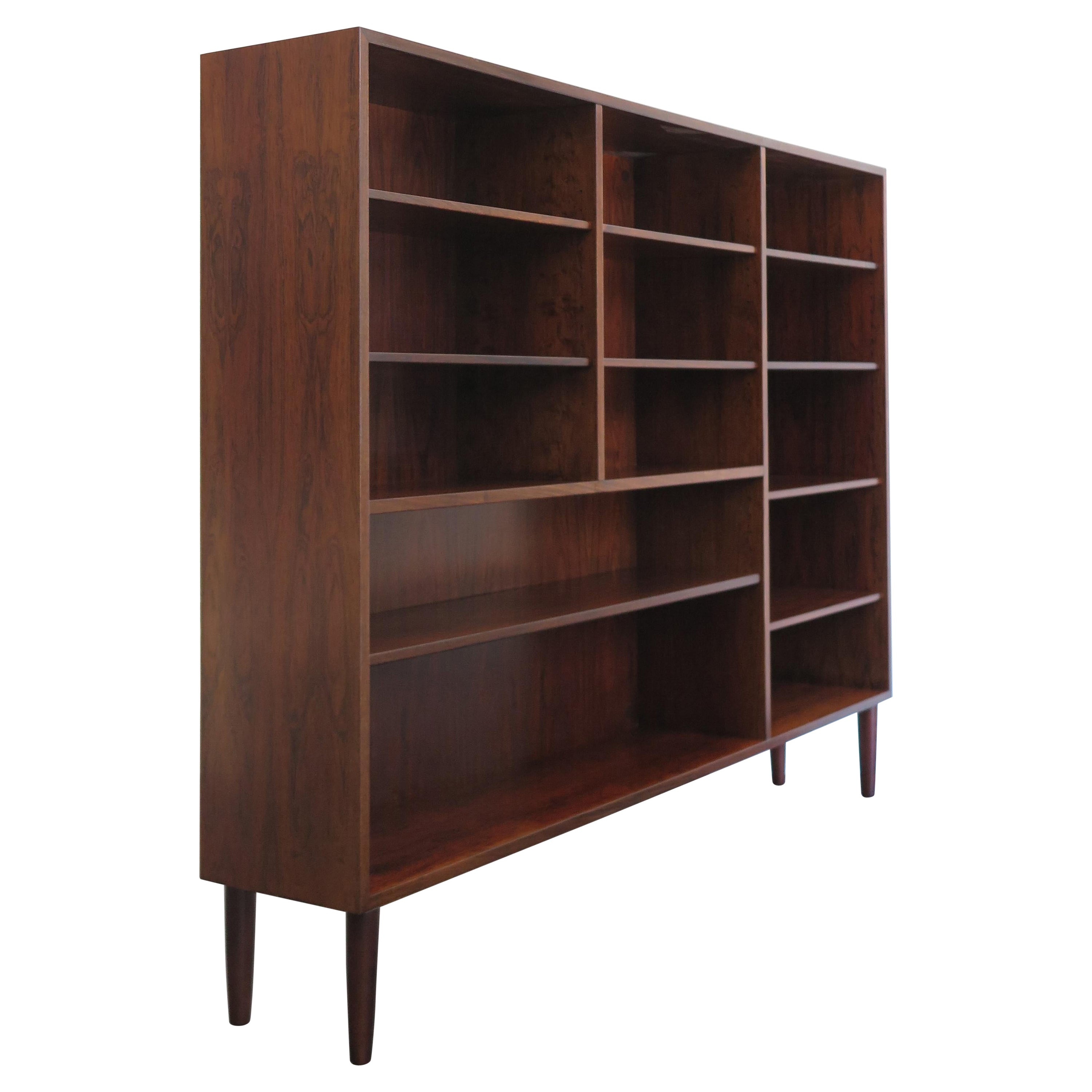 Scandinavian Mid-Century Modern Design Dark Wood Bookcase, Denmark, 1960s For Sale