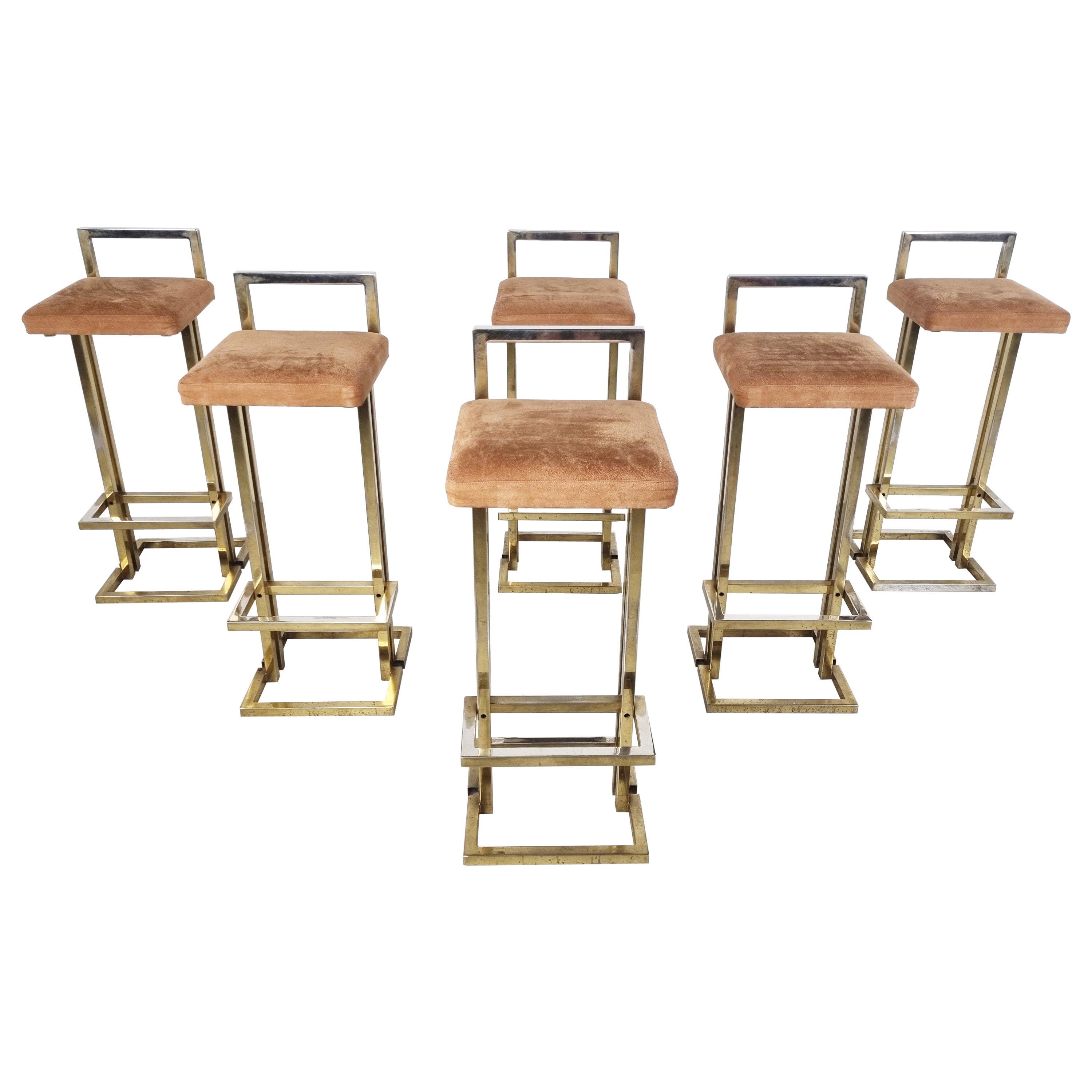 Maison Jansen Bar stools, 1970s - set of 6 at 1stDibs
