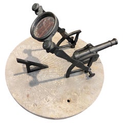 Antique 19th Century Solar Signal Cannon on Marble Sundial
