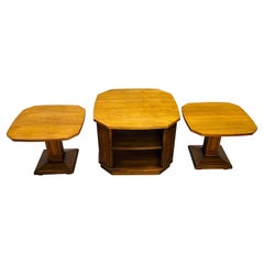 1960s Walnut Wood Coffee Table and End Tables, 3 Pc Set