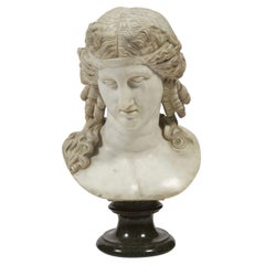 19th Century Neoclassical Sculpture Bust Dionysus White Marble Hand carved