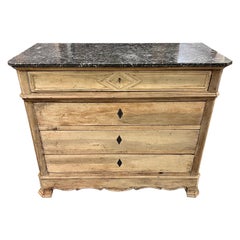 19th Century French Bleached Marble Top Chest with Diamonds