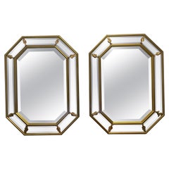 PAIR OF VINTAGE GOLD BEVELLED ART DECO MIRROR OCTAGONAL ACCENT WALL MiRROR