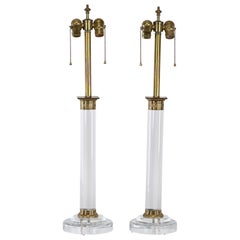 Pair of Neoclassical Lucite Table Lamps, 1980s