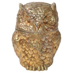 Gold Plated Mauro Manetti Insulated Owl Ice Bucket Mid-Century Modern Italy 1940