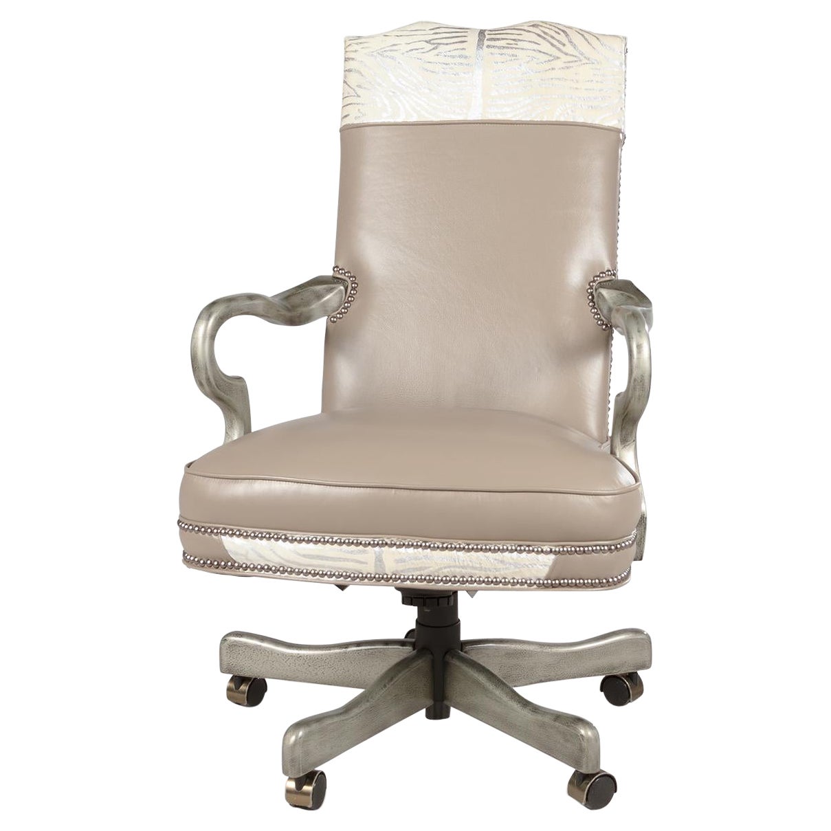 Exotic Silver Leather Office Chair For Sale