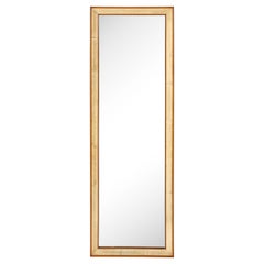 Italian Vellum and Wood Framed Wall Mirror Att. Osvaldo Borsani