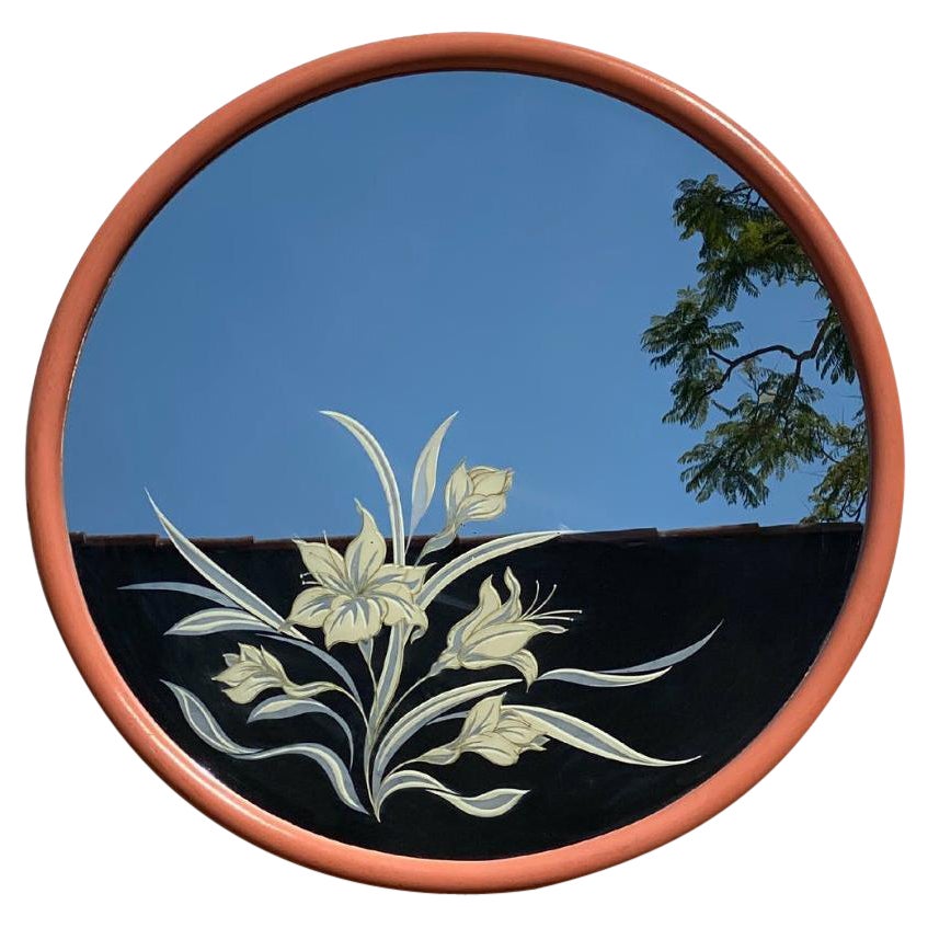 Late 20th Century Floral Etched Mirror