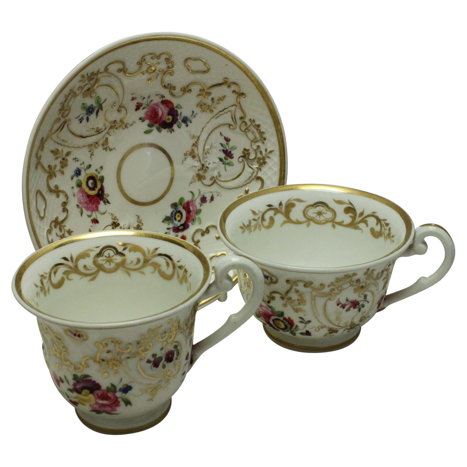 Ridgway Hand Painted and Gilded Trio For Sale