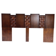 1960's Brutalist Walnut King Size Headboard From Canada