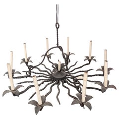 Wrought Iron Arts and Crafts Star Chandelier