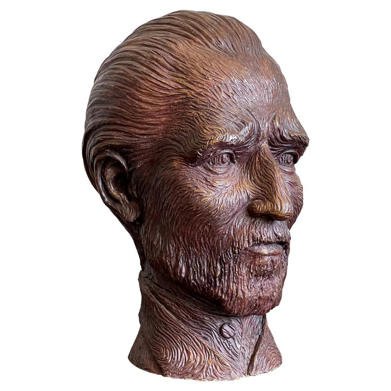 Unique and All Handcrafted Lifesize Vincent van Gogh Bronze Bust Sculpture For Sale