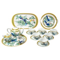 Hermes Maison - Coffee Tea Set Toucans Limoges Porcelain 18 Pieces