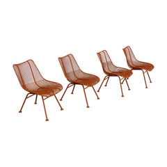 Set of 4 Mid Century Danish Modern Woodard Sculptura Low Profile Side Chairs