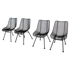 Set of 4 Mid Century Danish Modern Woodard Sculptura Mesh Side Chairs