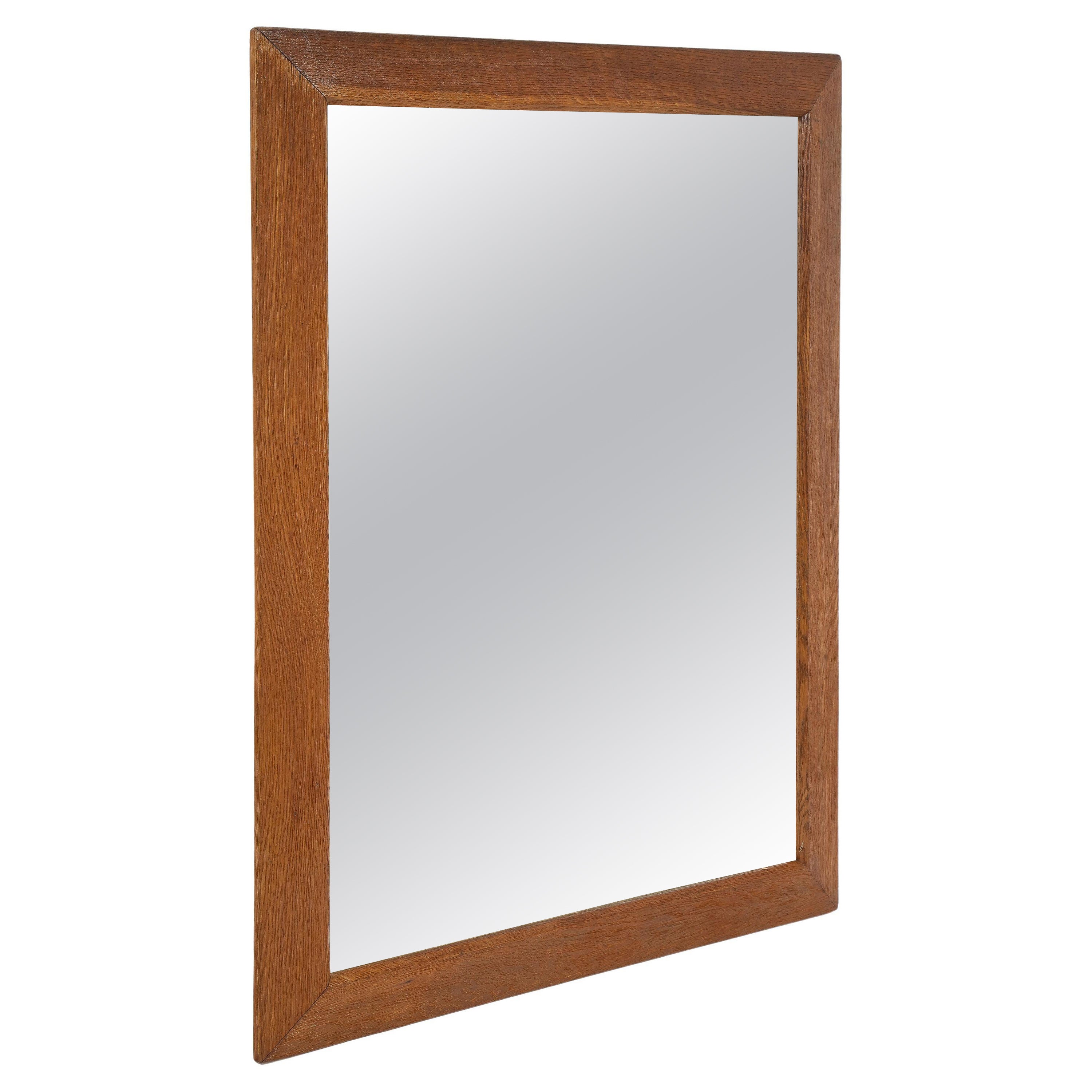 Large Rectangular Oak Mirror, France 1960's For Sale