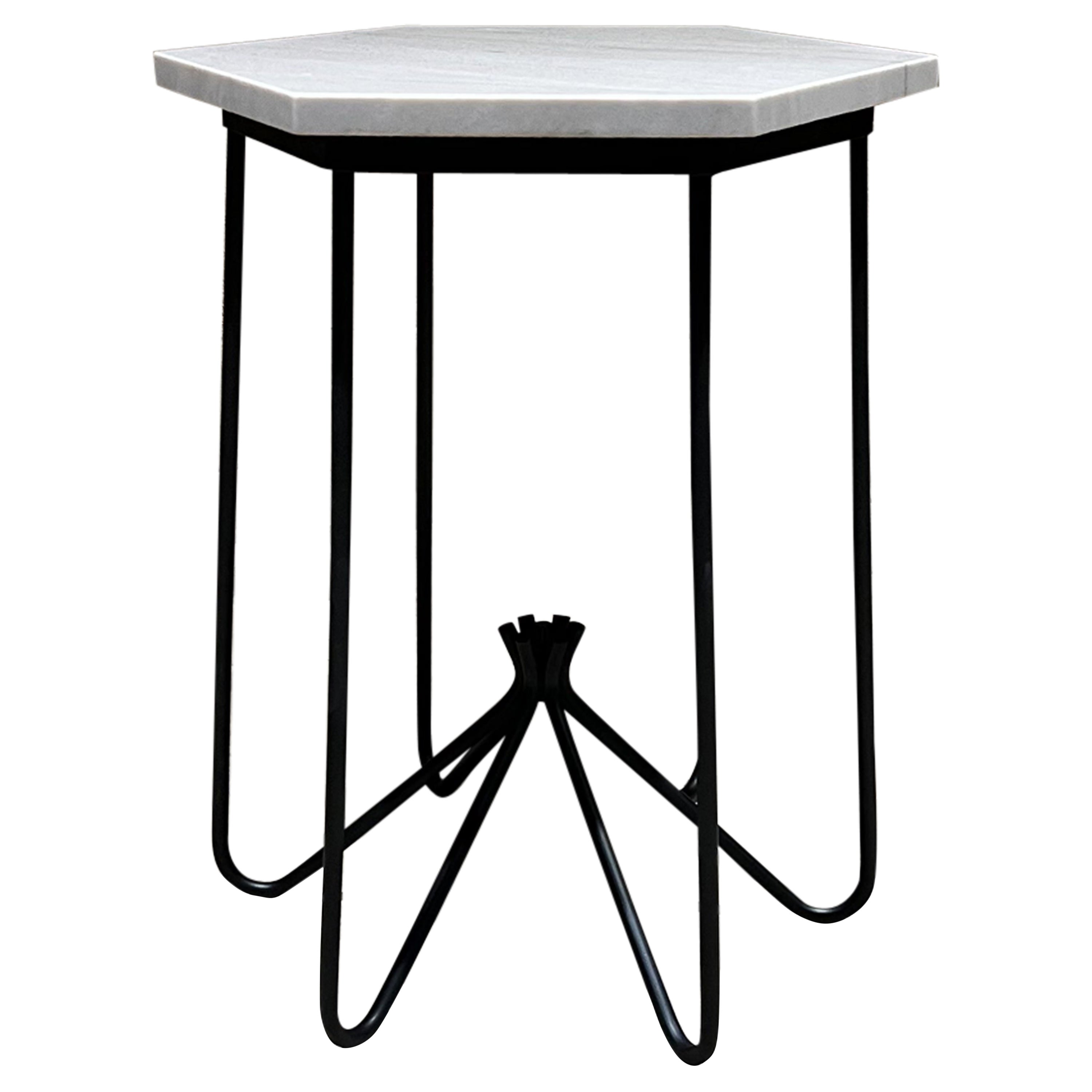 1960s Italian White Onyx Stone Top Pedestal Accent Table For Sale at