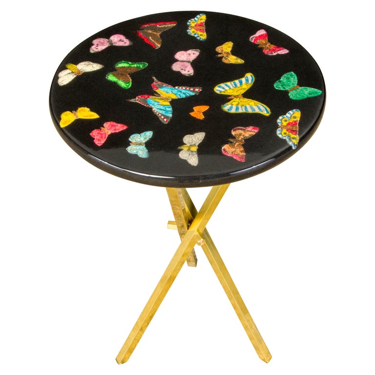 'Butterflies' Drinks Table / Side Table by Piero Fornasetti, Signed  For Sale