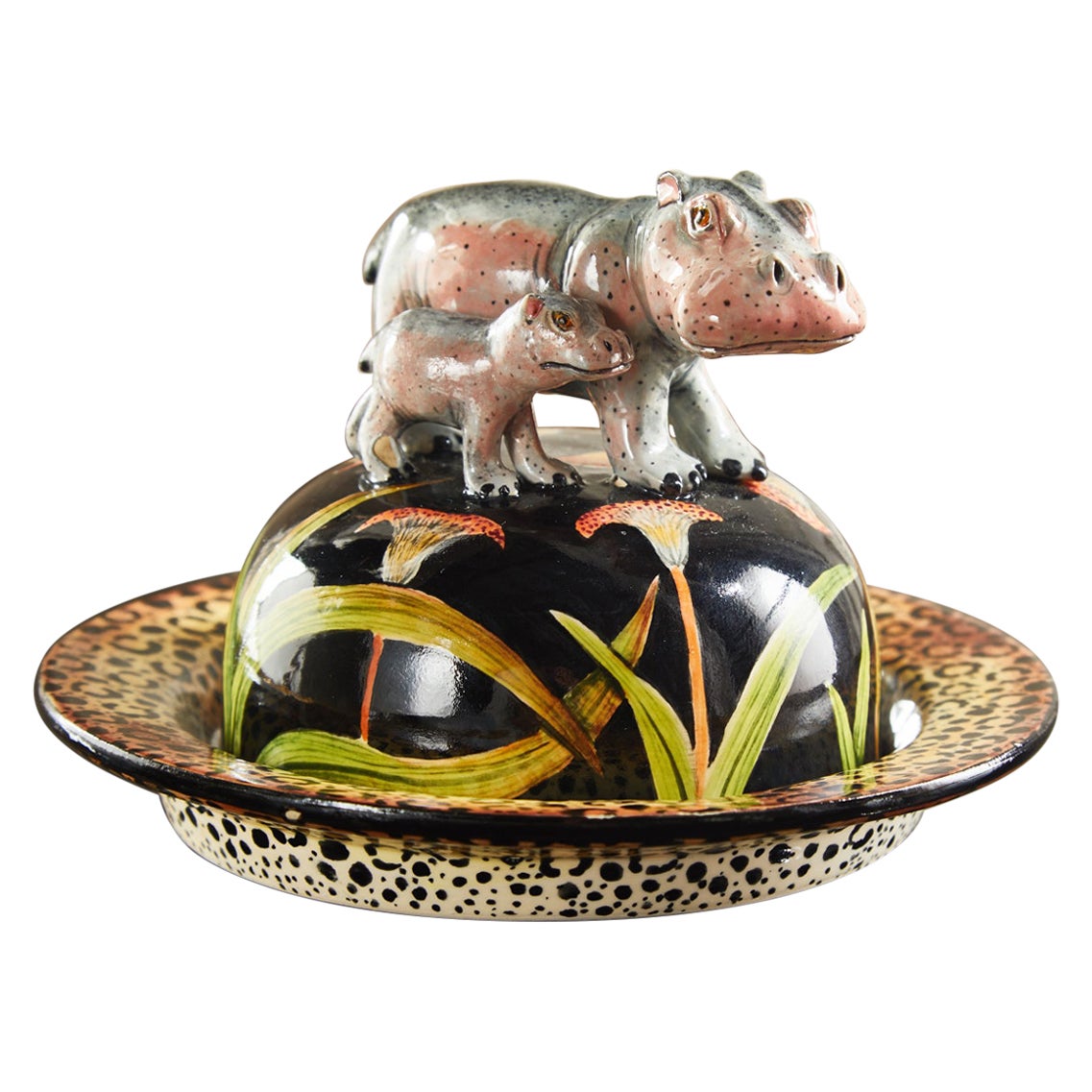 Assiette Hippo en céramique Ardmore en vente