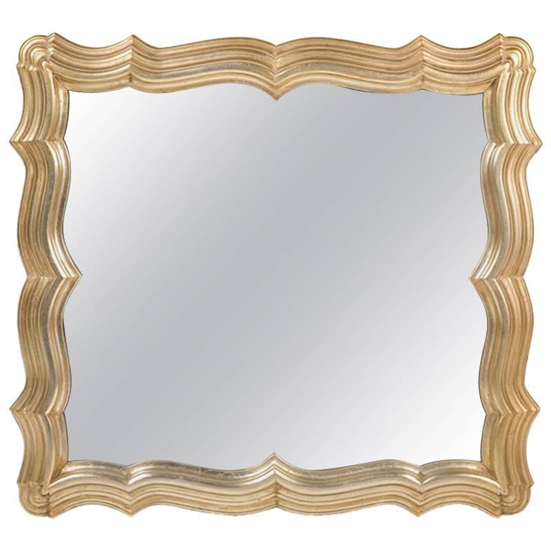 Theatrical Scallop Frame Silver Leaf Mirror by Dorothy Draper