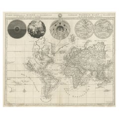 Antike, detaillierte Weltkarte nach Mercator's Projektion, 1700