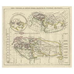 Antique Map of the Old World Projection, Entitled Orbis Terrarum Ad Mentem, 1825
