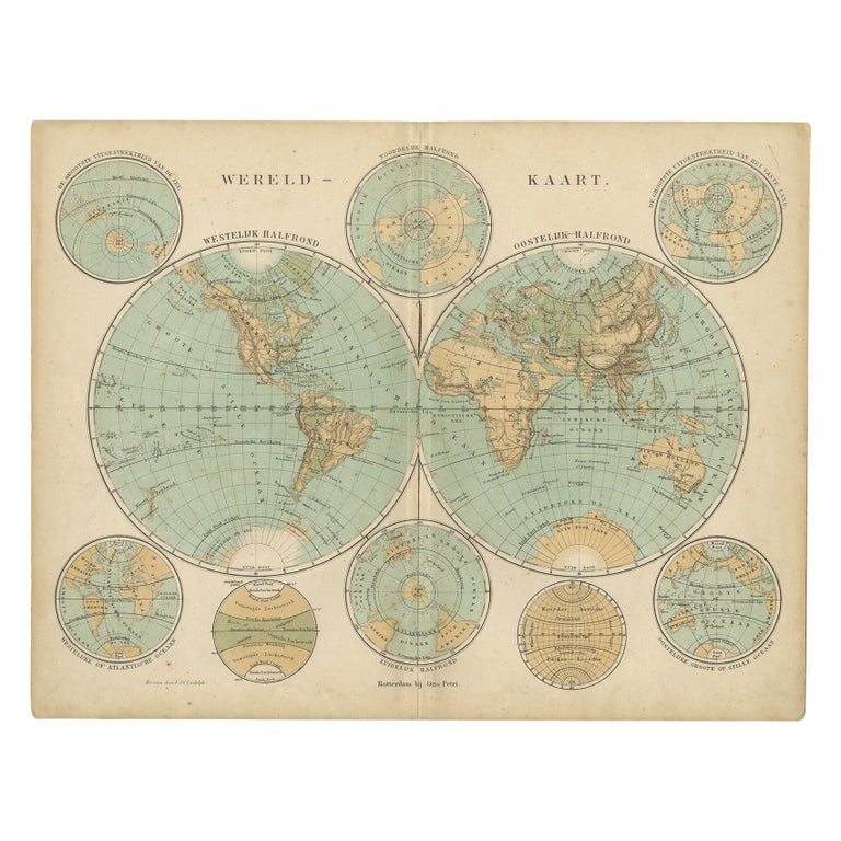 Antique World Map, c.1873 For Sale at 1stDibs