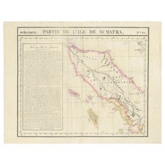 Carte ancienne détaillée de Sumatra du Nord, Indonésie, vers 1825