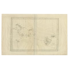 Carte ancienne des îles amicales ou de la Tonga dans l'océan Pacifique, 1785