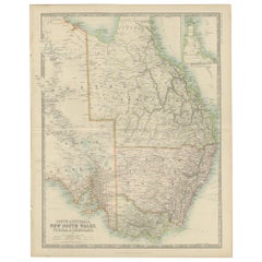 Used Detailed Map of New South Wales, Queensland & Victoria, Australia, 1865