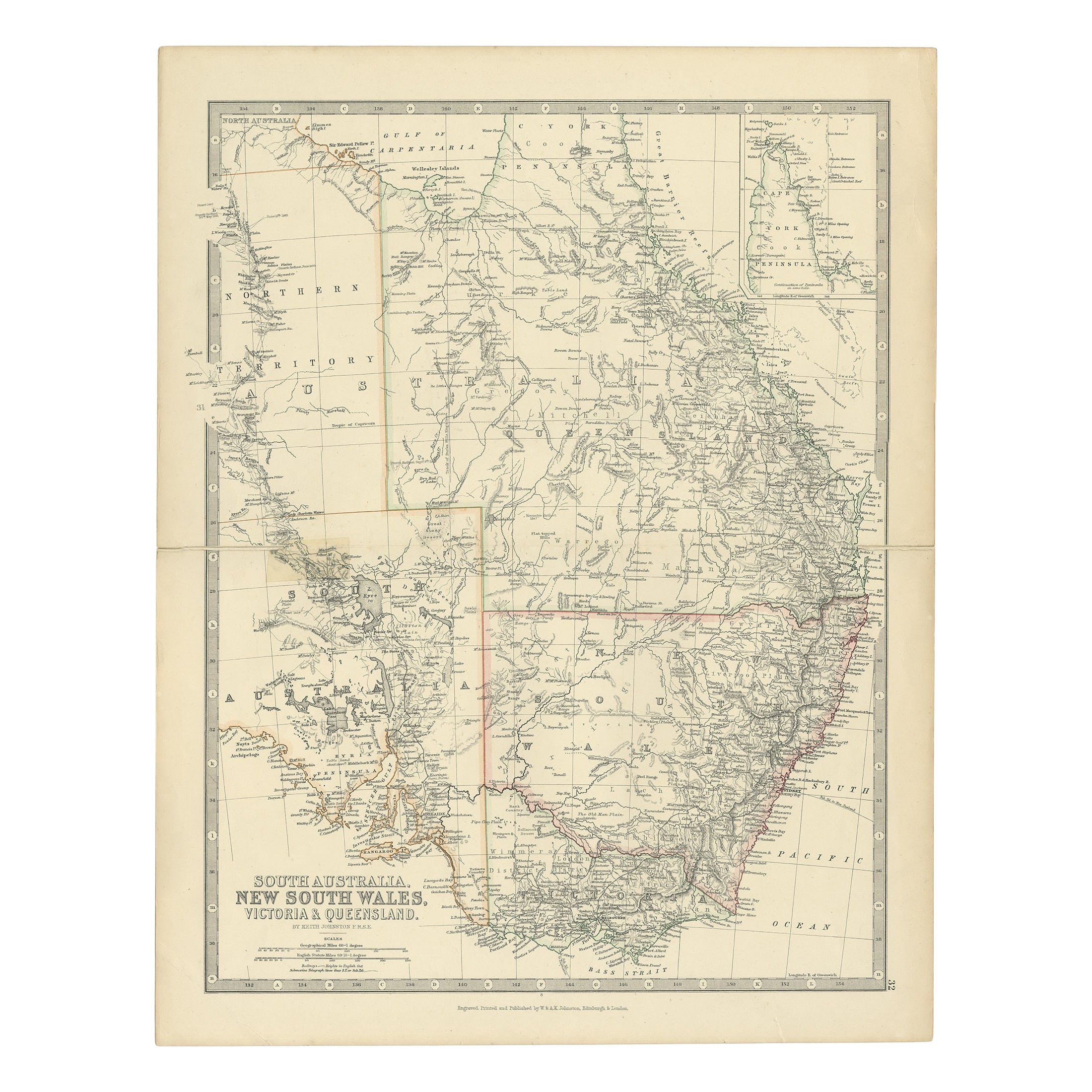 Antique Map of South Australia, Victoria, Queensland and New South Wales, c.1860 For Sale