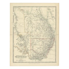 Carte ancienne d'Australie du Sud, Victoria, Queensland et New South Wales, vers 1860