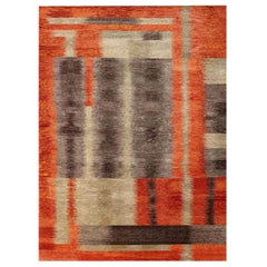 Modern Art Deco Alfonsina-Rustic Handmade Wool and Silk Rug by Doris Leslie Blau