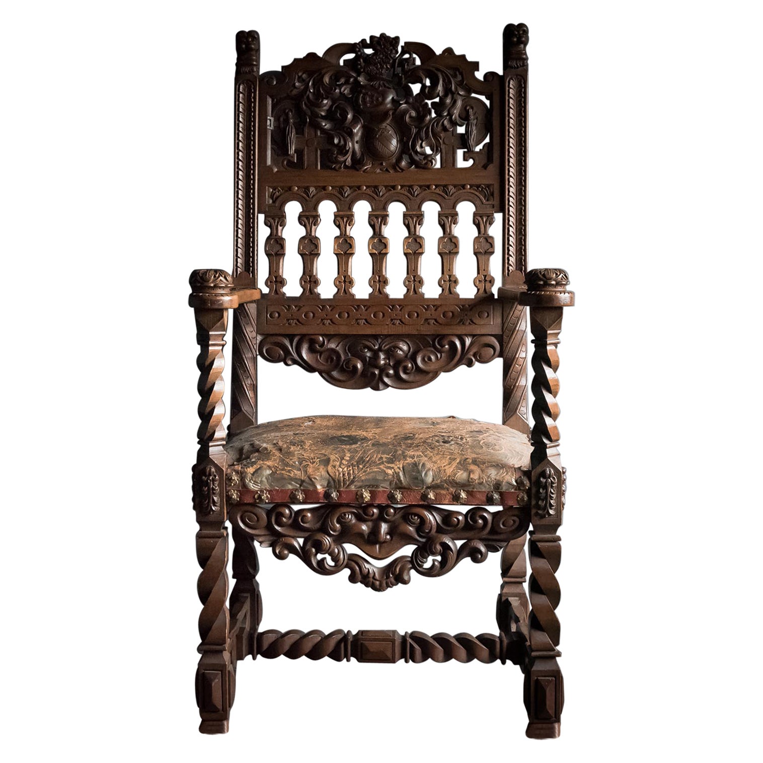 Heavily Carved Ornate Chair For Sale