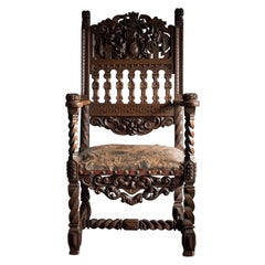 Antique Heavily Carved Ornate Chair