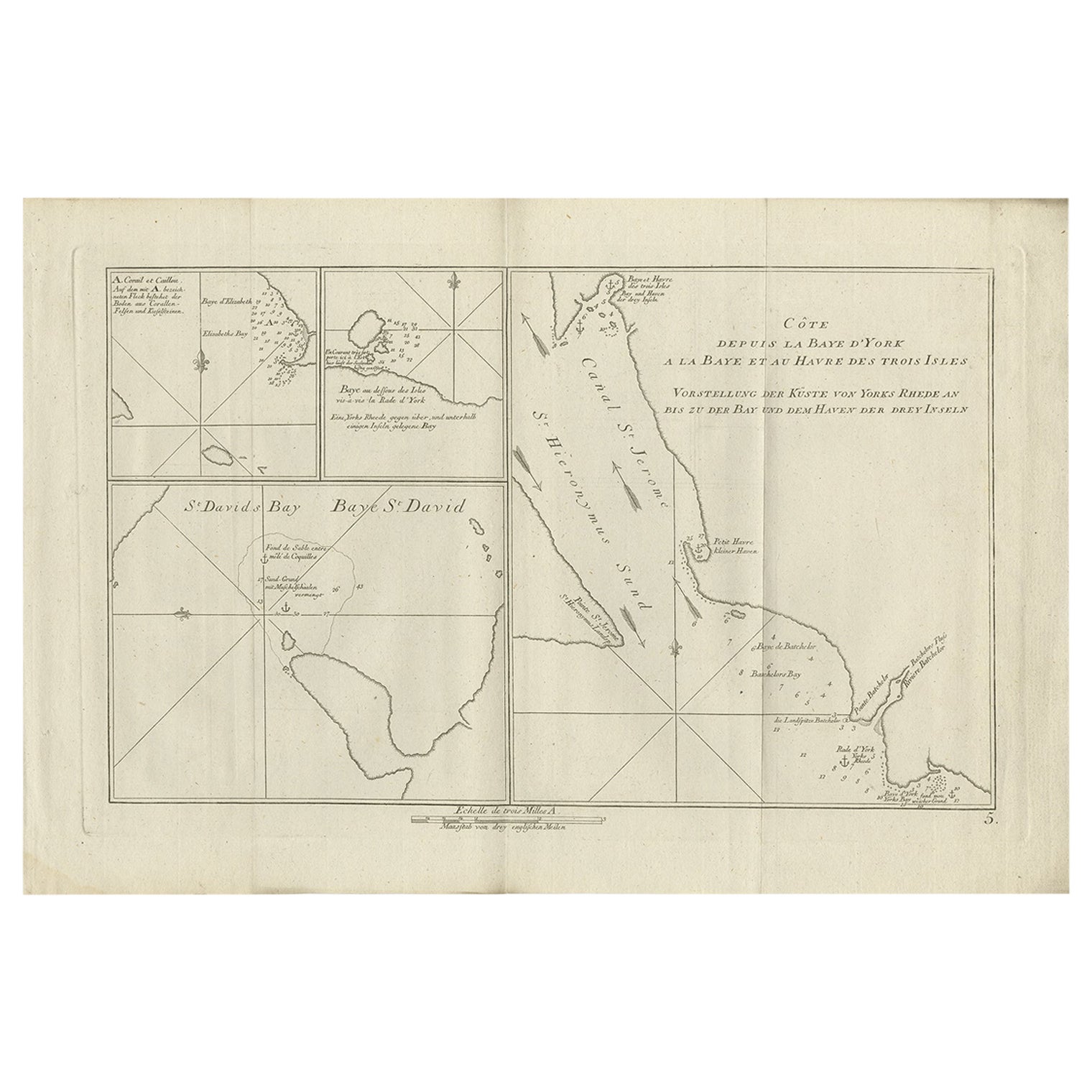 Carta antigua de la bahía de York y sus alrededores por Hawkesworth, 1774