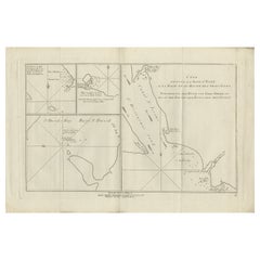 Antike Karte der Yorker Bucht und ihrer Umgebung von Hawkesworth, 1774