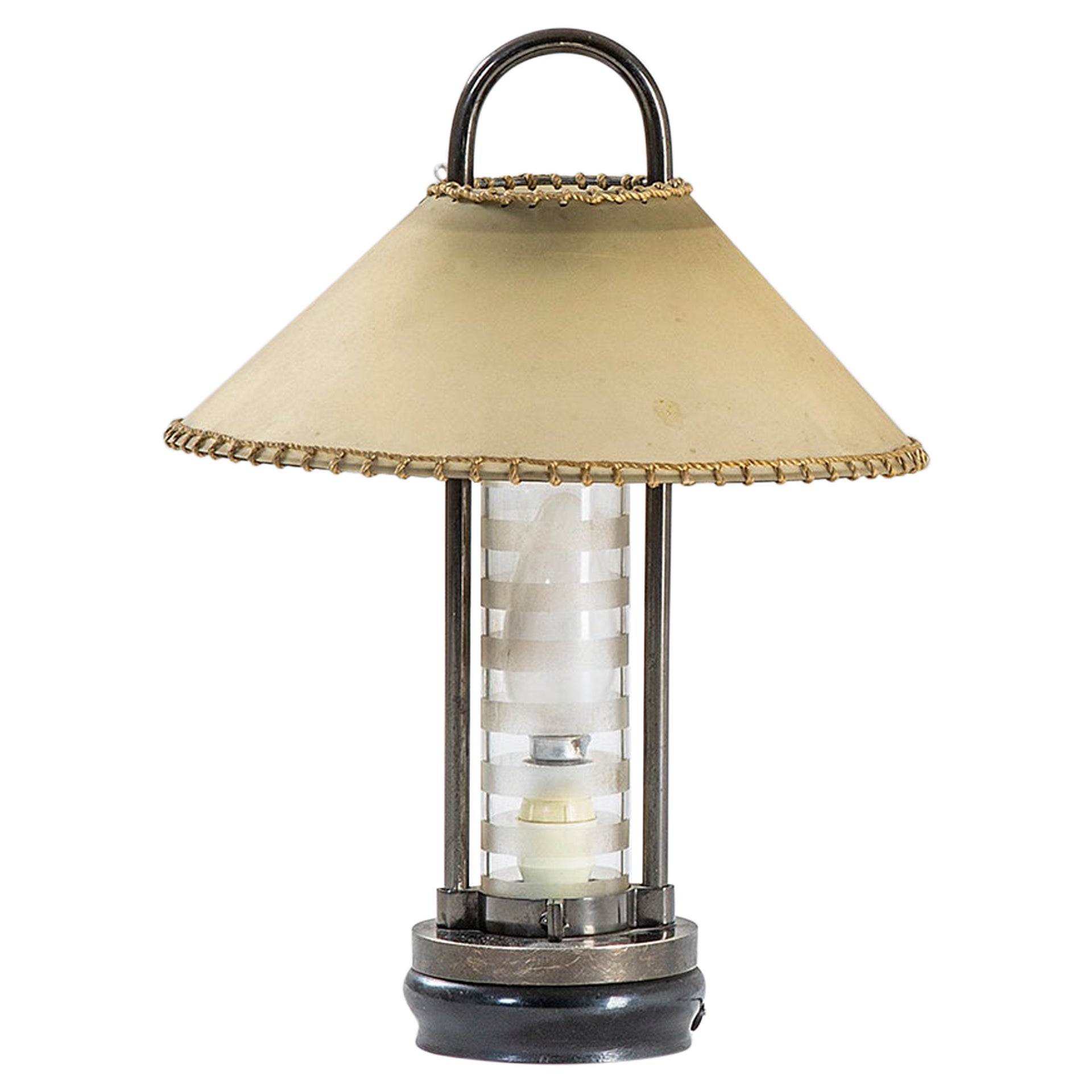20th Century Pietro Chiesa Table Lamp for Fontana Arte in Metal and Crystal For Sale