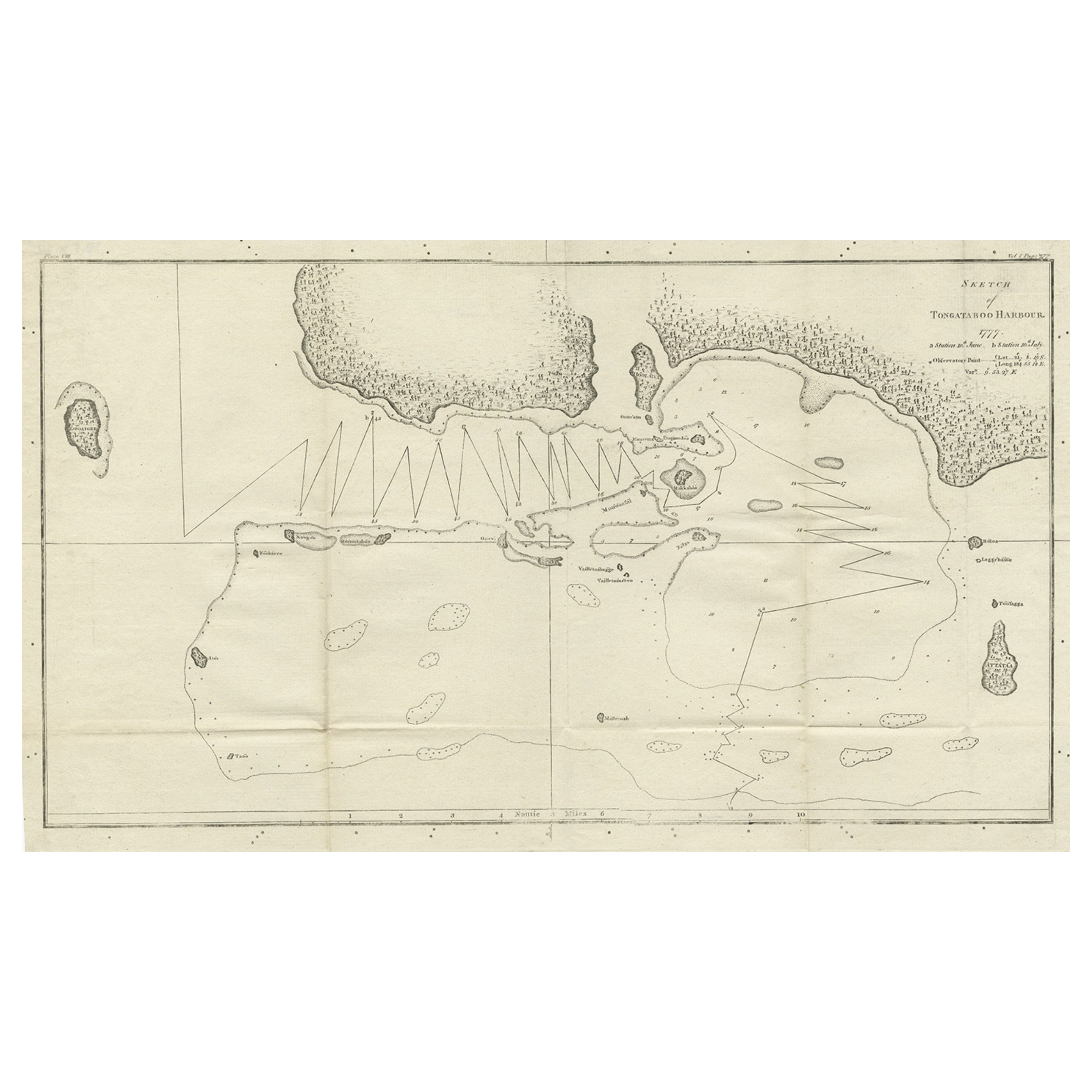 Antique Map of the Harbour of Tongatabu by Cook, C.1783 For Sale