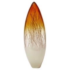Ore in Amber & Ecru with Gold, a Unique Glass Sculpture by Enemark & Thompson