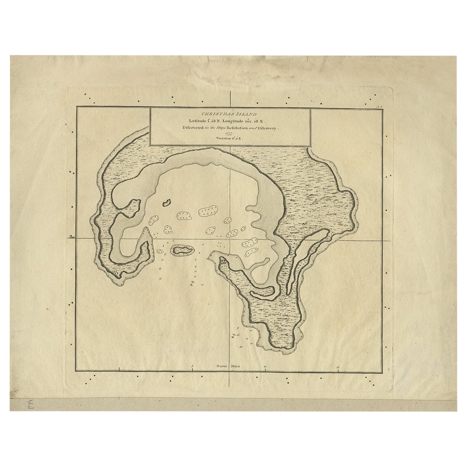 Antique Map of Christmas Island by Cook, 1784