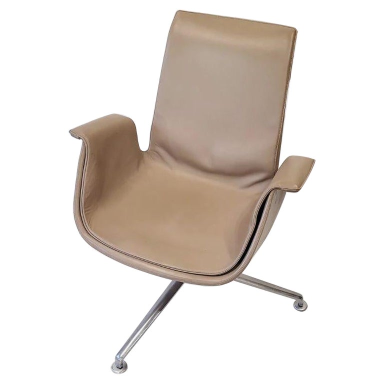 Tulip Chair in Cream/Camel Leather by Fabricius & Kastholm For Sale