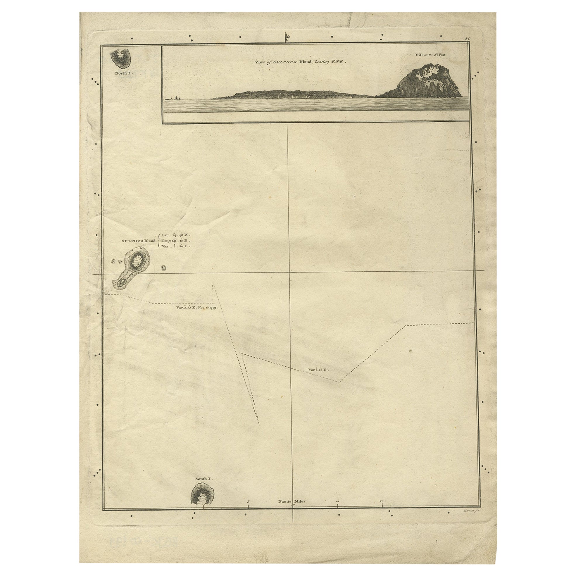 Antique Map of Suffren Island by Cook, 1784