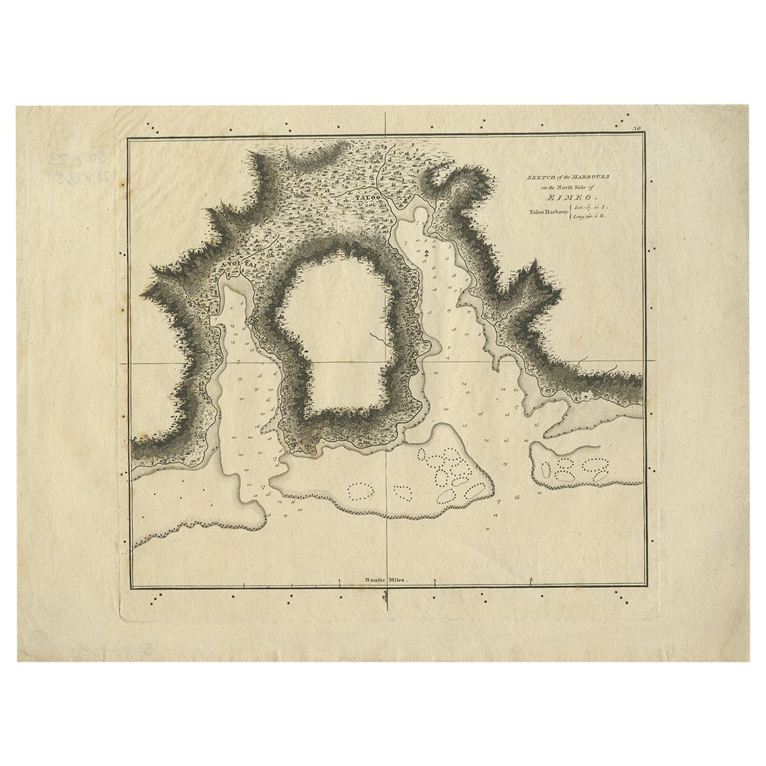 Antique Plan of the Harbour of Taloo by Cook, 1784 For Sale