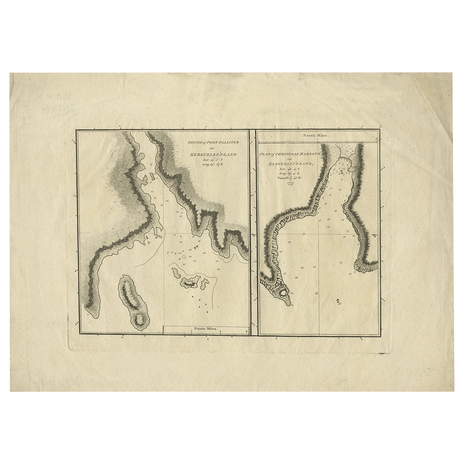 Antique Map of Port Pallisers & Kersmis by Cook, 1784 For Sale