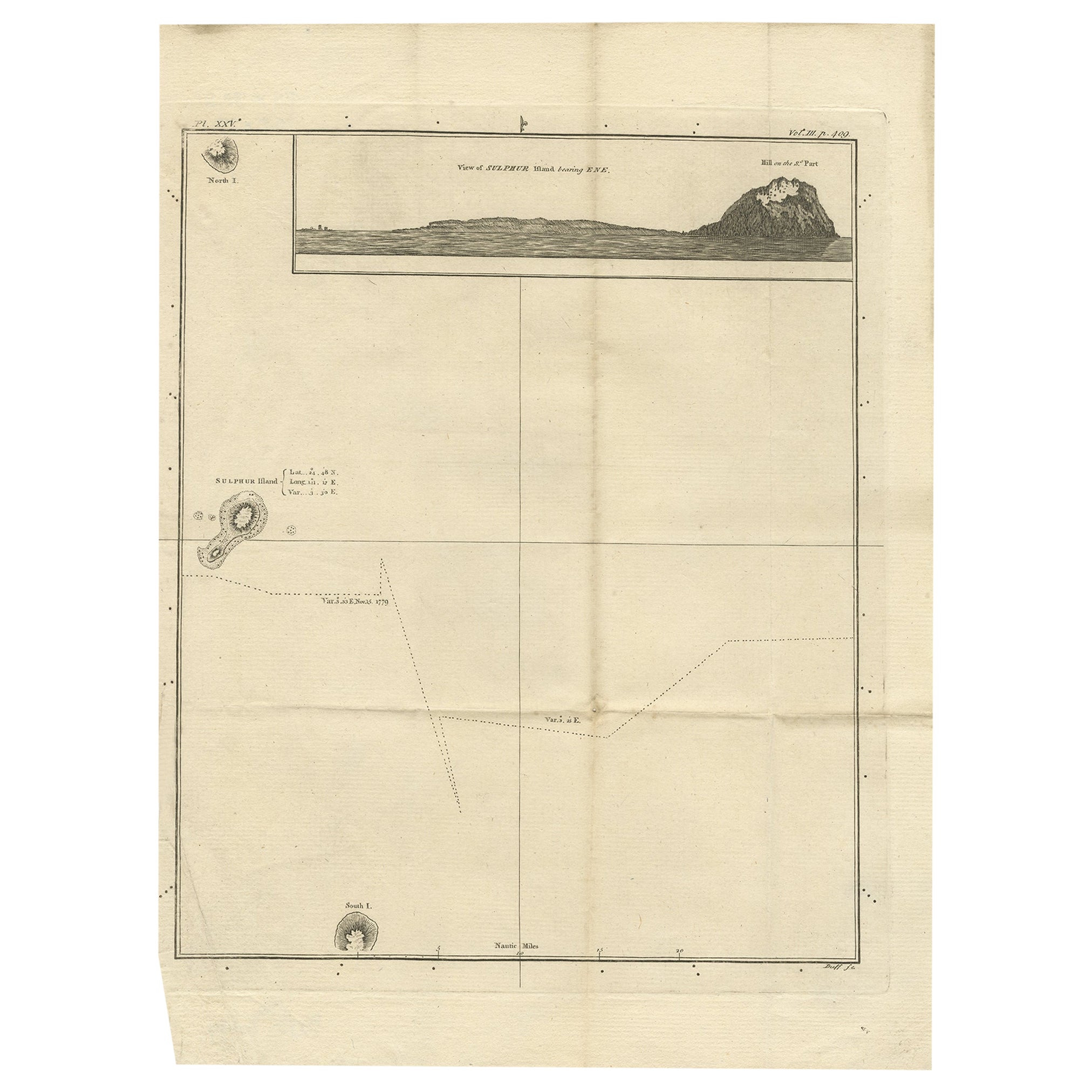 Antique Map of Suffren Island by Cook, c.1781 For Sale
